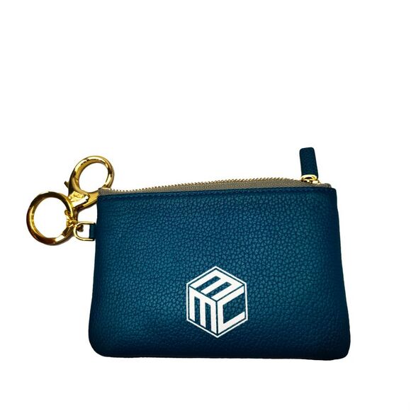Pre Loved mcm Coin Purse with Keychain Women Blue Coin Purses & Pouches